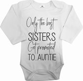 Zwangerschapsaankondiging rompertje voor Only the best sisters auntie-wit-zwart-Maat 62