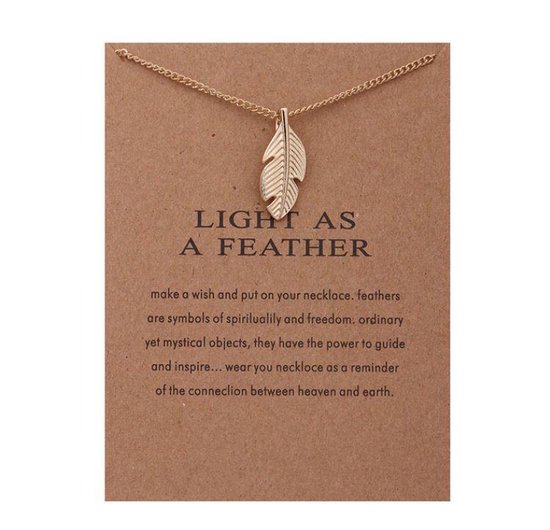 Akyol - Veer hangertje - Veer ketting - Cadeau ketting - Vriendschapsketting - Goudkleurige ketting- leuk cadeau om te geven of te krijgen - Light as feather necklace