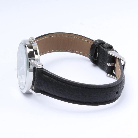Brigada - dames horloge - zwarte horloge band - lederen horlogeband - quartz uurwerk