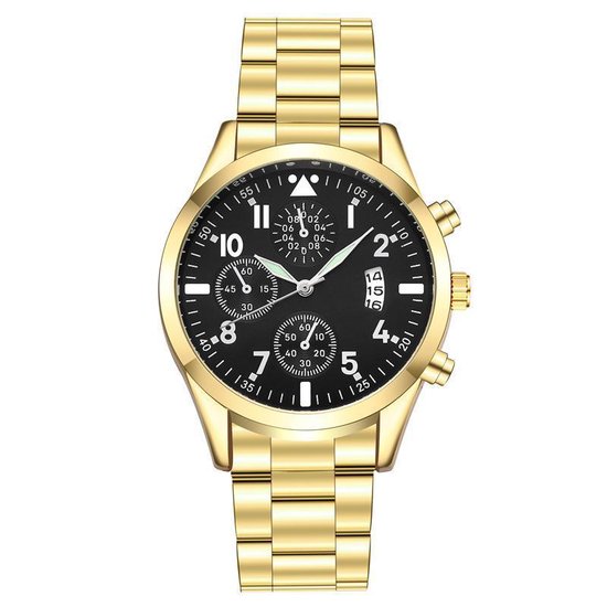 Quartz Heren Horloge Goud/Zwart • Luxe • Goud • Zwart • Blauw • Heren • Horloge • Quartz • Zakelijk • Stijlvol