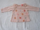 noukie's , meisje, t-shirt lange mouw , rose sterren, 12 maand 80