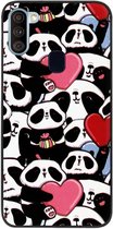 ADEL Siliconen Back Cover Softcase Hoesje Geschikt voor Samsung Galaxy A11/ M11 - Panda Hartjes