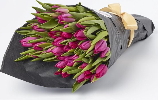 tulpen - Bloemen - Donkerroze 45 stuks Bloemen boeket - Cadeau | bol.com