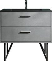 Badplaats - Badkamermeubel Tulum 90cm - Basalt grijs - Wastafelkast met wastafel