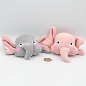 Set de 2 figurines en peluche de taille 11cm avec une épingle pour décorer sacs, vêtements, etc ... (2 éléphants)