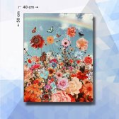 Diamond Painting pakket Bloemen en Vlinders - vierkante steentjes - 40 x 50 cm