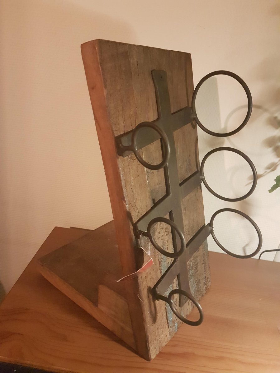 Stoer Wijnrek - Vintage Flessenhouder - voor 3 flessen
