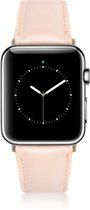 Geschikt voor Apple Watch Bandje - Amarant Roze - Full-Grain Leer - 42/44/45/49mm - incl. Red Connectors Met Gesp - Oblac®
