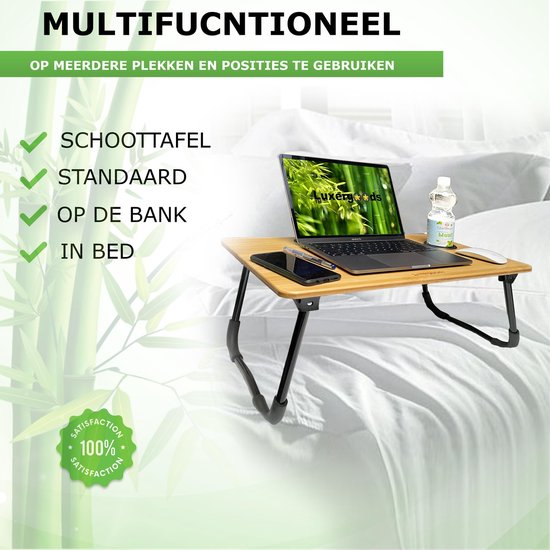 Luxergoods 2 IN 1 Bedtafel/Laptopstandaard - 100% BAMBOE - Nieuw Model - Cadeautip - Laptoptafel - Bank tafeltje - Laptop verhoger - LuxerGoods™