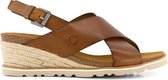 Travelin' Cambrils - Leren Dames Sandalen met hak - Sandaletten - Cognac Bruin leer - Maat 37