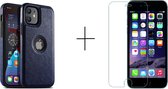 GSMNed - PU Leren telefoonhoes iPhone 12 mini blauw – hoogwaardig leren hoesje blauw - telefoonhoes iPhone 12 mini blauw - lederen hoes voor iPhone 12 mini blauw – 1x screenprotect