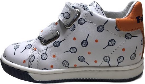 Falcotto velcro tennis print lederen sneakers adam wit mt 22