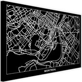 Schilderij Map van Montreal, 2 maten, zwart-wit, Premium print