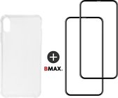 BMAX Telefoonhoesje geschikt voor iPhone X - TPU softcase hoesje transparant - Met 2 screenprotectors full cover