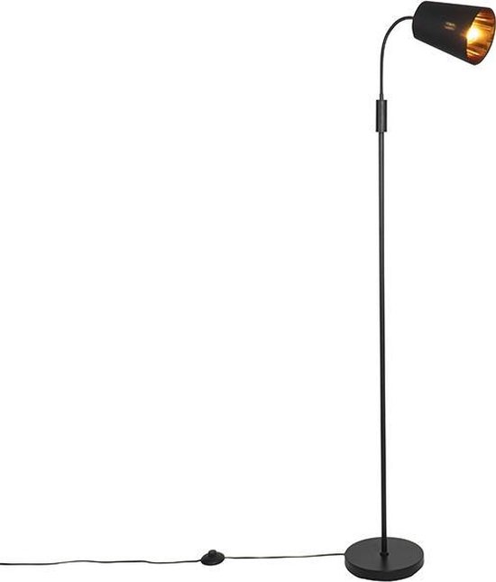 QAZQA carmen - Moderne Vloerlamp | Staande Lamp - 1 lichts - H 150 cm - Zwart - Woonkamer | Slaapkamer | Keuken
