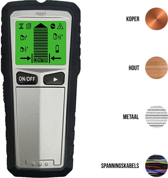 Dekko Tools Digitale Leidingzoeker - 5 in 1 Detector voor muren - Hout, Metaal, Leidingen, Bedrading - Zilver