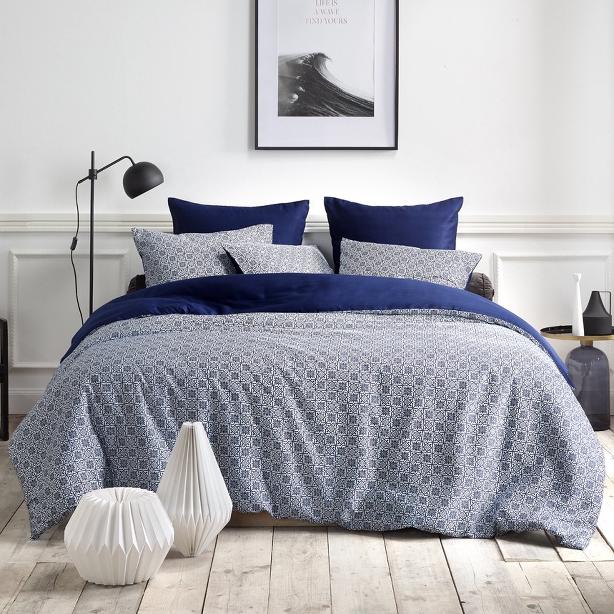 De Witte Lietaer Dekbedovertrek Katoen Satijn Eloise - Hotelmaat - 260 x 240 cm - Blauw