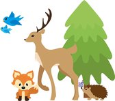 Muursticker bos dieren 80x70cm