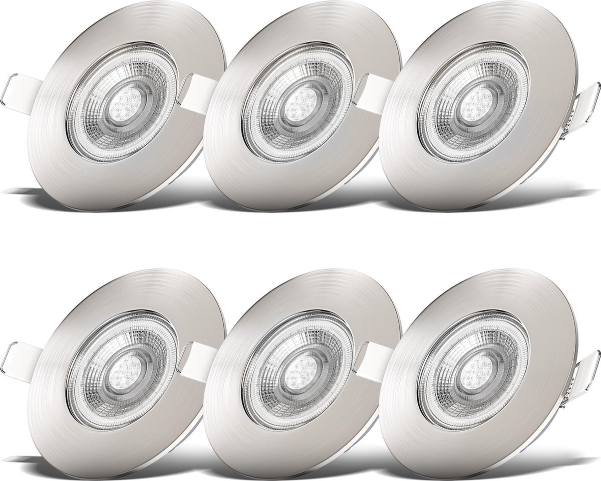 B.K.Licht - LED Inbouwspots badkamer - 6 stuks - dimbaar - badkamerverlichting - spotjes inbouw - IP44 - ronde - Ø9cm - 3.000K - 460Lm - 5W - 230V