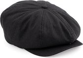 Flat Cap Zwart - Maat L/XL - Winter Platte Pet Heren & Dames -  Gevoerd - Wakefield Headwear - Zwarte Flatcaps - Petten