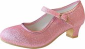 Spaanse Prinsessen schoenen roze glitter maat 32 - binnenmaat 21 cm - bij jurk