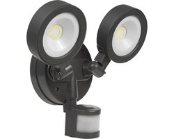 Maclean Energy MCE368 LED wandlamp met PIR sensor - PC + ALU, 20W (1900lm) Neutraal Wit 4000K IP65 Grijs