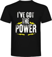Fitness T-Shirt - Gym T-shirt - Work Out T-shirt - Sport T-Shirt - Regular Fit T-Shirt - Fun - Fun Tekst -  Sporten - I'VE GOT THE POWER - Zwart - Maat XXL