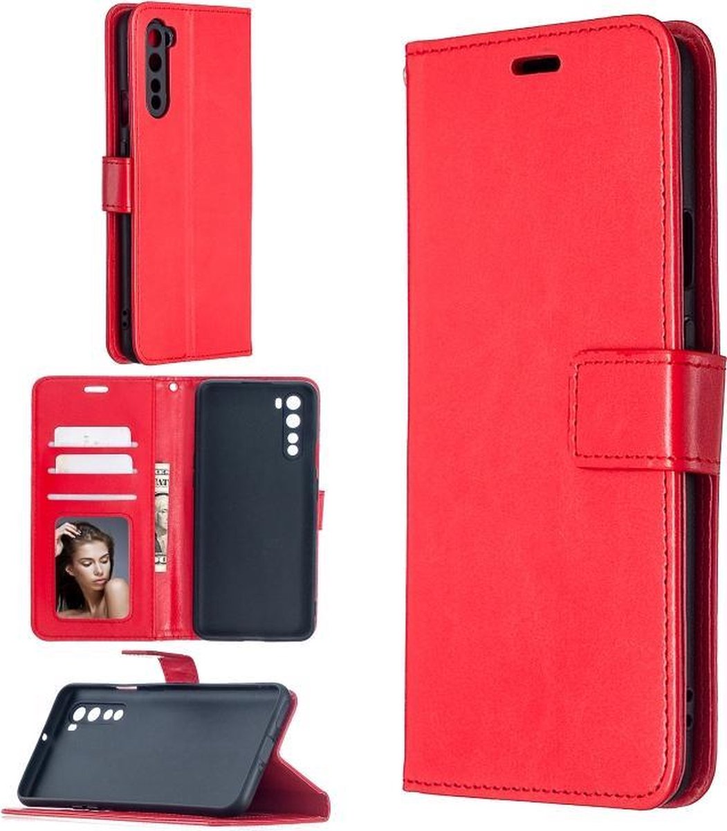 Portemonnee Book Case Hoesje Geschikt voor: OnePlus Nord - rood
