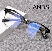 JANDS. NR.1 - Computerbril - Blauw Licht Bril - Blue Light Glasses - Beeldschermbril - Tegen Vermoeide Ogen - Zonder Sterkte - Unisex - Zwart/Goud - Met Gratis Accessoires