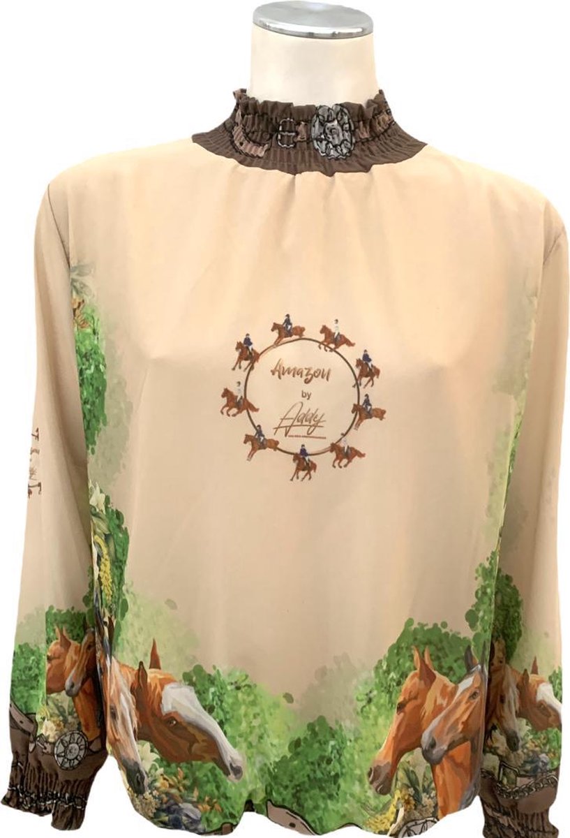 Addy van den Krommenacker blouse met hoge boord en Amazone print