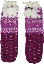 Apollo warme huissokken / Sokken - Roze / Wit - One size - Vrouw
