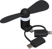 Smartphone ventilator - ventilator USB -micro-usb & lightning - zwart