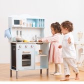 New Classic Toys Houten Speelkeuken Blauw - Met Kookplaat die Licht geeft en Kook Geluid maakt - Krijtbord aan de zijkant