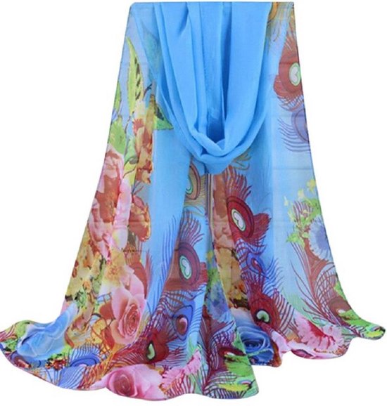 sjaal blauw 140x45 cm polyester Charme Bijoux