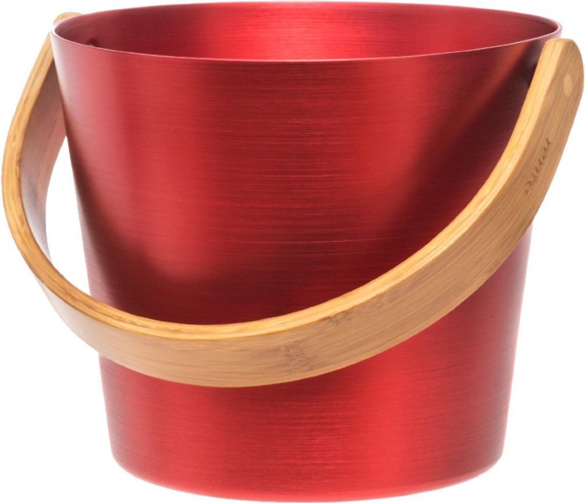 Goedkoopste Rento Sauna Emmer met een beugel van bamboe hout - Rood