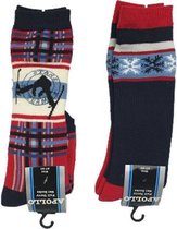 Apollo Skisokken Star team - Rood Multicolor - Maat 27-30 - 2 paar