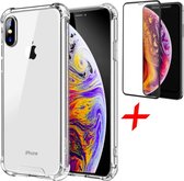 Apple iPhone x/ xs hoesje- iphone x/ xs shock case transparant - hoesje iphone x/ xs - iphone x/ xs hoesje cover hoes + iphone x/ xs screen protector glas tempered glass screenprot