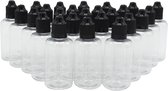 Plastic flesje 50ml (100 stuks) met dop - leeg - transparant / clear - reisverpakking - druppelflesje - druppelaar - verpakking