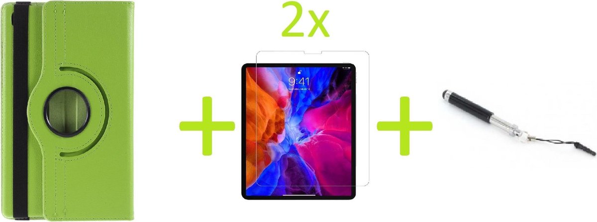 Book Cover Geschikt voor: Samsung Galaxy Tab A7 10.4 (2020) Multi Stand Case - 360 Draaibaar Tablet hoesje - Tablethoes - Groen + 2x Screenprotector + Stylus