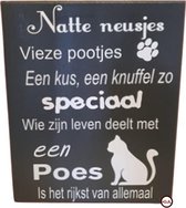 Tekstbord Natte Neusje  Poes Kat Dieren Spreukbord Dier Quotebord Cadeau Geschenk Vaderdag Moederdag Verjaardag Spreuken Spreuk Quoteborden Wand Quote Bord MuurDecoratie Hout Tekst