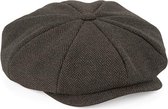 Flat Cap Bruin - Maat S/M - Platte Pet Heren & Dames - Wakefield Headwear - Bruine Flatcaps - Petten