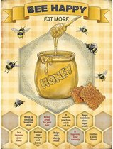 Metalen Wandbord Bee Benefits Honing en Bij - 20 x 30 cm