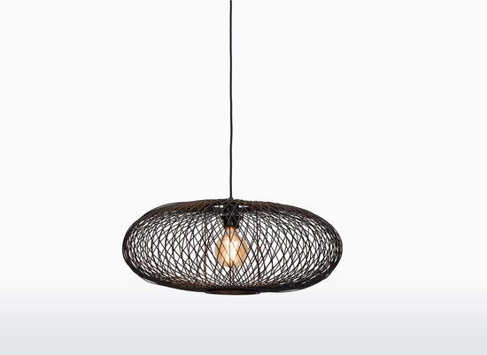 Foto: Good mojo hanglamp cango bamboe zwart 60cm scandinavisch bohemian hanglampen eetkamer slaapkamer woonkamer