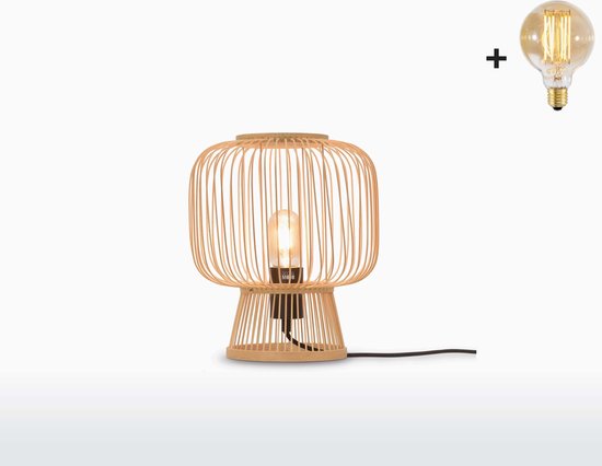 Tafellamp - CANGO - Naturel Bamboe - Small (30x26cm) - Met LED-lamp