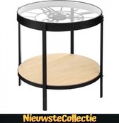 Nieuwste Collectie - unieke Klok salontafel - rond - industrieel - zwart / hout - salontafels - tafel - NieuwsteCollectie