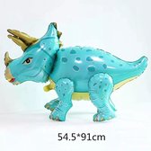 Ballon dinosaurus triceratops , blauw/groen 54x91cm kindercrea