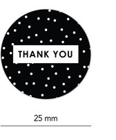 40x Sticker | THANK YOU | zwart & wit | 8 verschillende designs | 25 mm