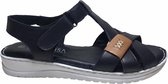 Manlisa velcro 3 kruisjes platte lederen comfort sandalen S147-20-1725 navy wit mt 39