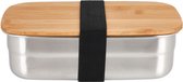 Boîte à lunch personnalisée en acier inoxydable et bambou - Corbeille à pain avec eigen naam ou image 17,5x12,5cm