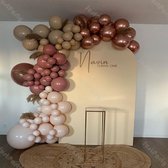 Retro / Vintage Ballonnen (3x dubbele ballon) | Effen  Beige - Off-White - Rose Goud en Dusty Rose | 8 stuks | Baby Shower - Kraamfeest - Verjaardag - Geboorte - Fotoshoot - Weddin